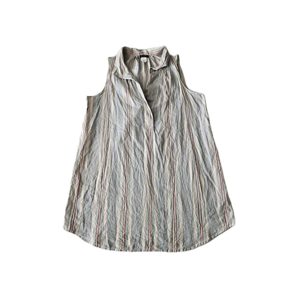 J. Crew Pastel Striped Cotton Breezy Spring Summer Vacay Garden Tank Blouse M